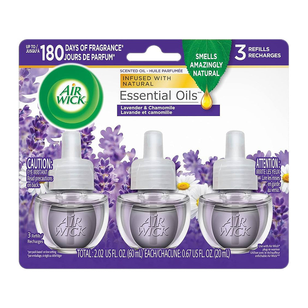 Air Wick Essential Oils Scented Oil Refill, Lavender & Chamomile, 0.67 Oz, 3 Ea